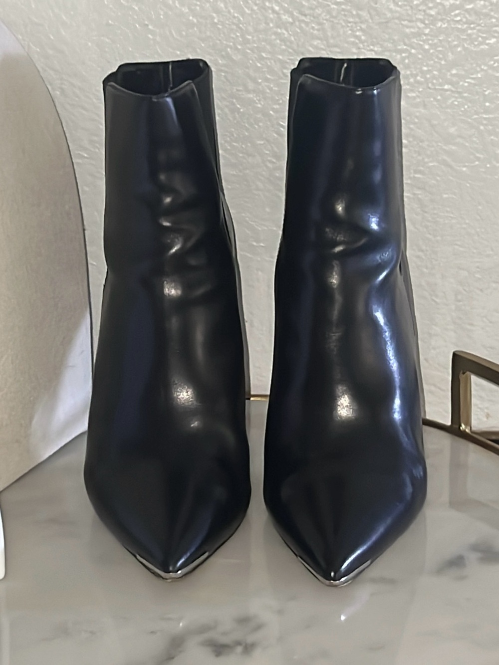 Michael Kors Andie leather ankle booties silver accents black 37.5